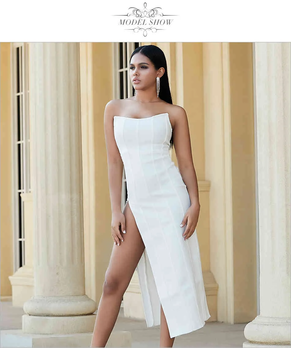 chinese dress ladies Diaz Feather Tassel Maxi Bandage Dress – White – Peri Addict main image 1