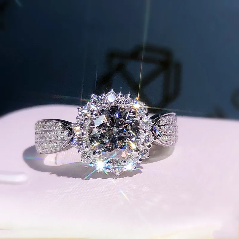 Кольцо с полым цветком Sona Diamond Ring из стерлингового серебра 925 пробы Обручальное кольцо Кольца для женщин