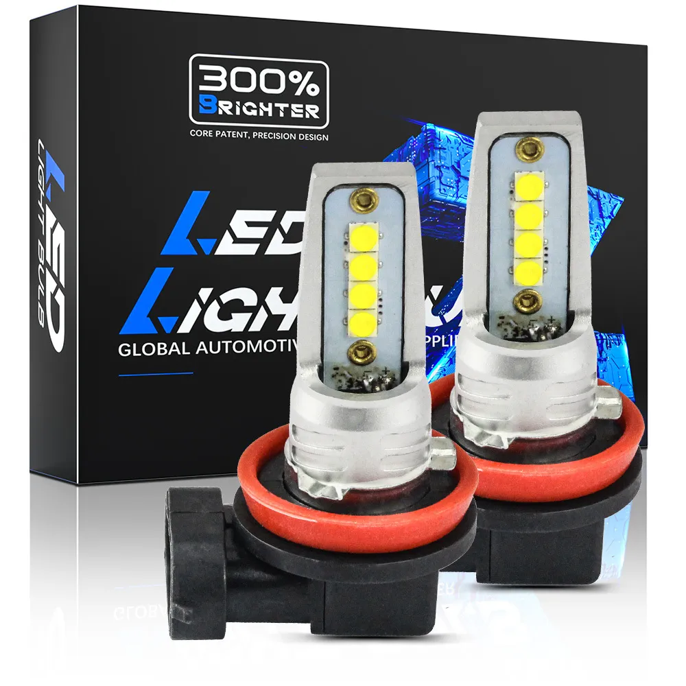 Bil LED-strålkastare 3030 8LED FOG Lights H4 H7 H8 H11 9005 9006 LED-lampor 6500K 12V 1200LM