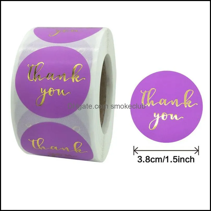 500pcs Roll 1.5inch Thank You Paper Adhesive Stickers Wedding Box Envelope Decor Handmade Gift Bag Label