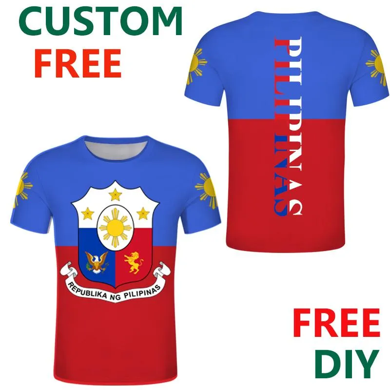 Men's T-Shirts Philippines T-shirt Print Name T Shirt DIY Filipino Nation Flag Republic Philipinas Po Jersey Couple Sport Clothes