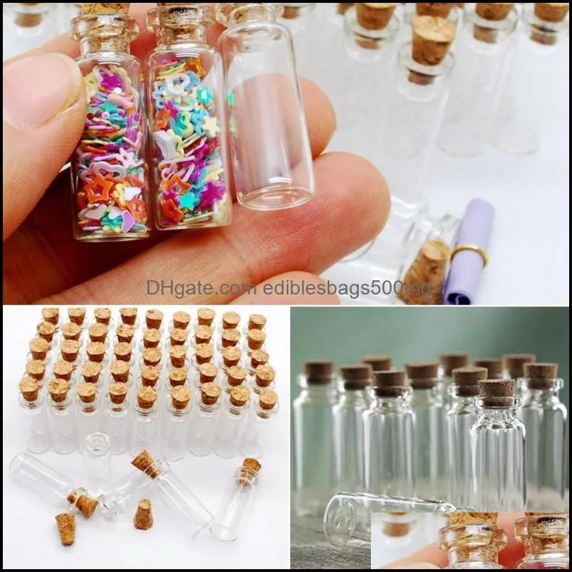 100 pcs 1.4ml Mini Bayonet Glass Bottles With Cork Transparent Wishing Bottles DY 12X28X6 mm Little Glass Jars Pendants