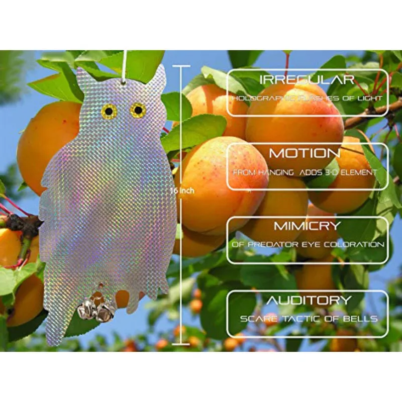 Owl Bird Repellent Control Scare Device Laser Reflective Fake Owl Scares Bird Pigeons Woodpecker Repellent Garden Supplies CCF7449