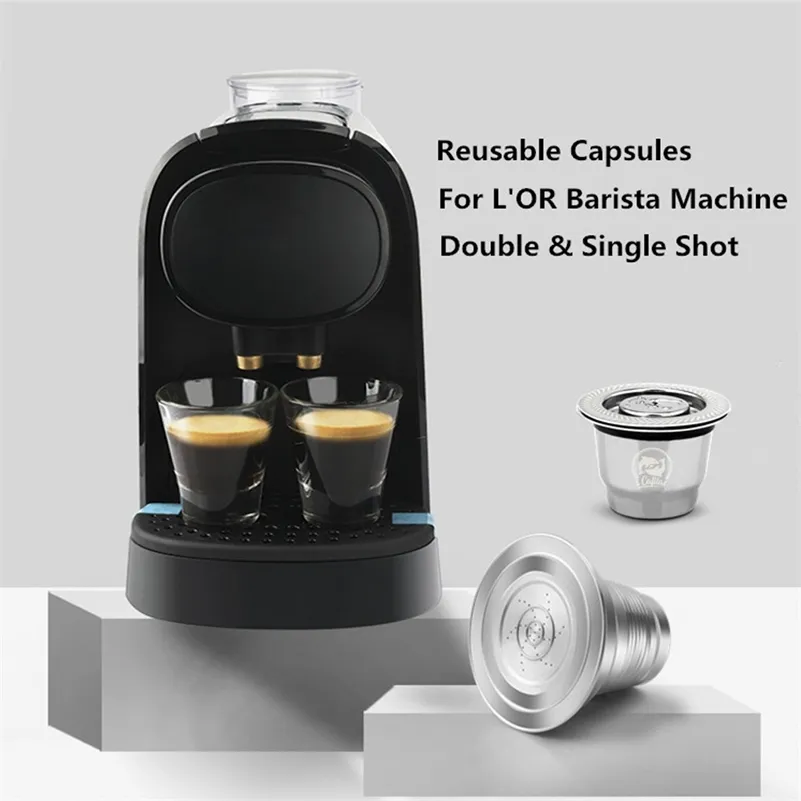 Refilable aço inoxidável xxl duplo único cápsula cápsula para l'or barista lm8012 máquina de café filtros para lor máquina 210712