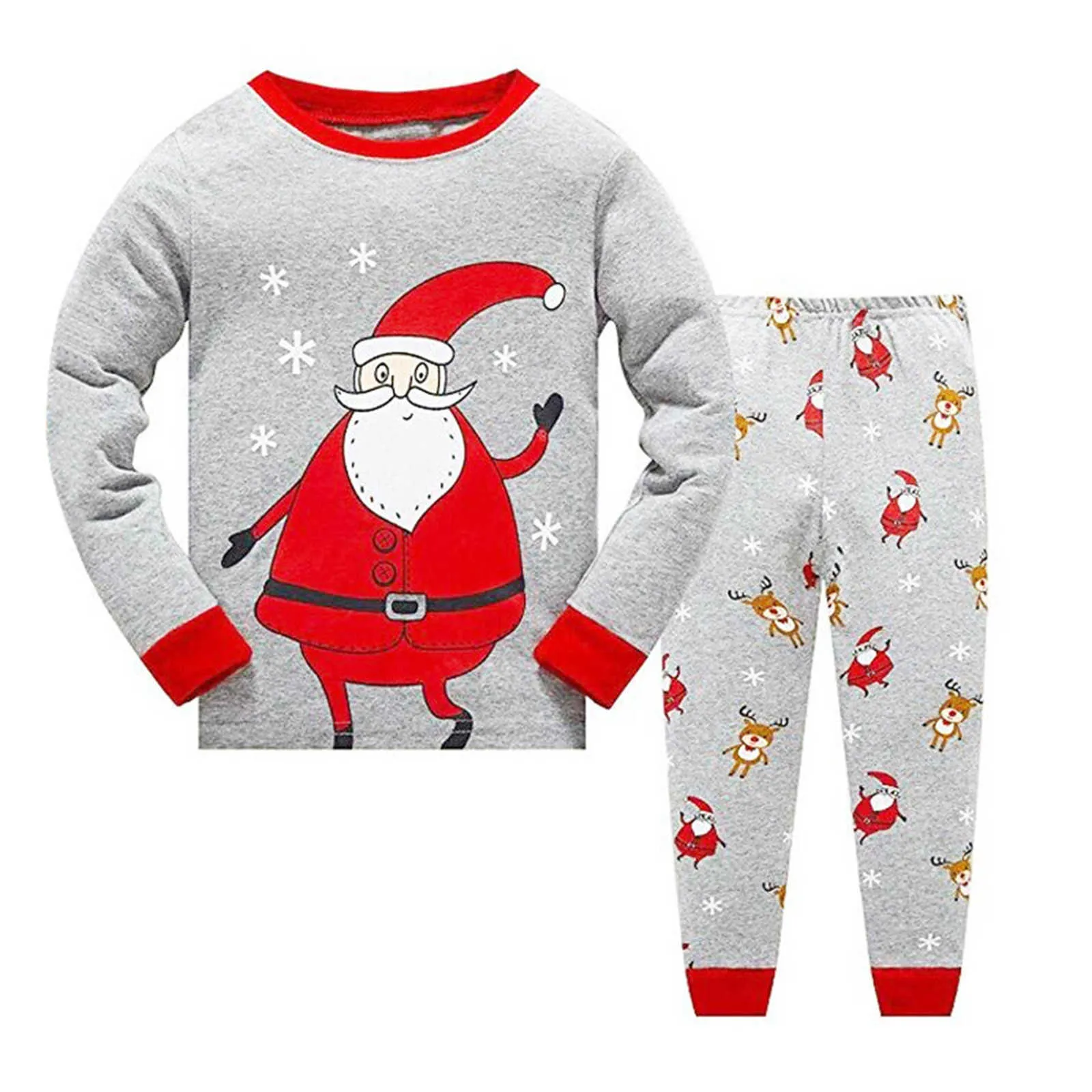 Nya Barn Jul Pyjamas Kids Santa Claus Sleepwear Baby Animal Pyjamas Boys Girls Nightwear Chilld Pijamas Sets 2021 Försäljning G1023