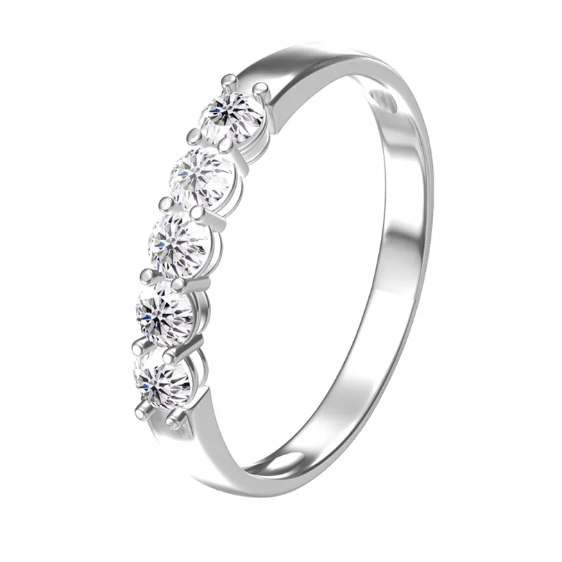 AEAW 14k White Gold 0.1ct m Total 0.5ctw DF Round Cut Engagement&Wedding Lab Grown Diamond Band Ring for Women 220309