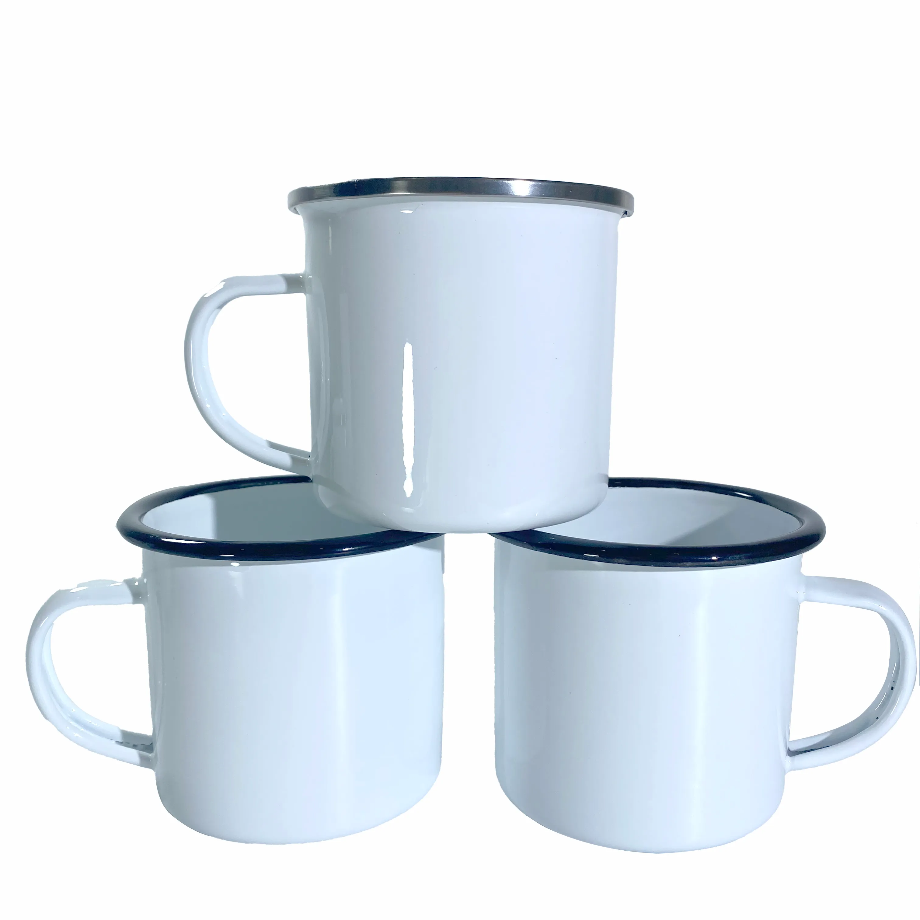 12 oz sublimation émail tasse flans vin gobelet tasse à café avec poignée bricolage impression par océan