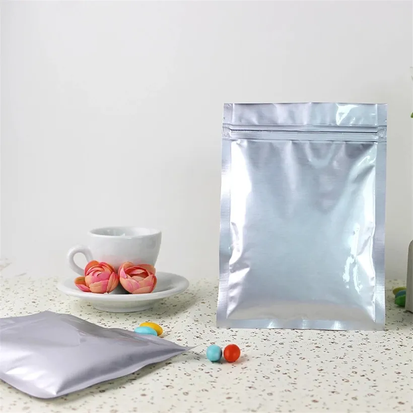 100 sztuk folii aluminiowej płaski dolny torba na zamek błyskawiczny torby do próbki do przygotowywania prezentów na prezenty tea