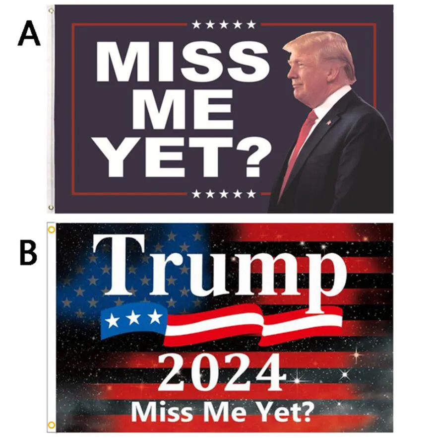 2024 Miss Me Ainda Trump Flag Vivid Color Resistant Dupla Decoração Costura Bandeira 90x150cm Trump's Flags 9304