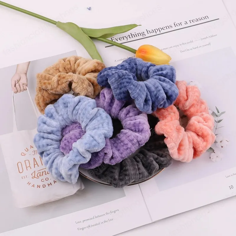 Winter warm zachte schattige pluche scrunchie vrouwen meisjes elastische haar rubber band haar banden touw paardenstaart houder haaraccessoires