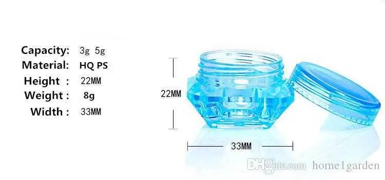 3g/5g Mini Diamond Shape Cream Box Cream Bottle Trial Sample Bottle Cosmetic Packaging Bottles 33*22mm