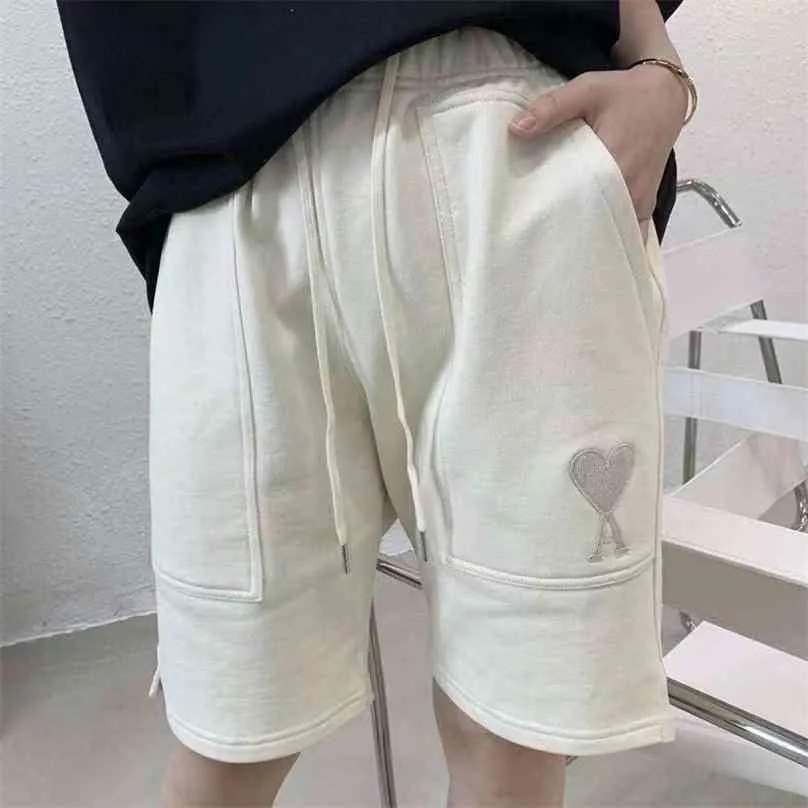 Mode 100% coton Shorts femmes lâche tout-match coréen gris noir loisirs femme simple lettre broderie élastique jogger 210719