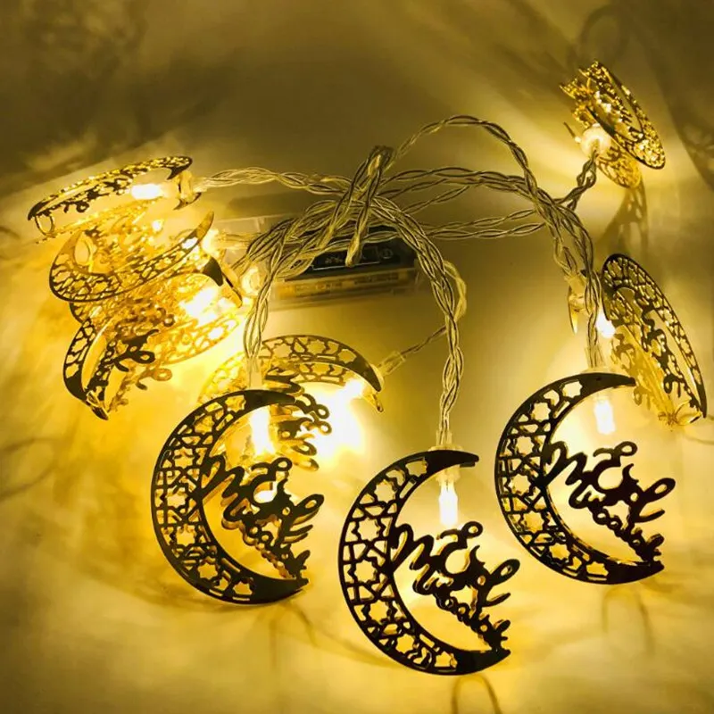 Ramadan Decorations Moon Star LED String Lights Eid Mubarak Decor for Home Islam Muslim Event Party Supplies Al-Fitr Decors D3.0