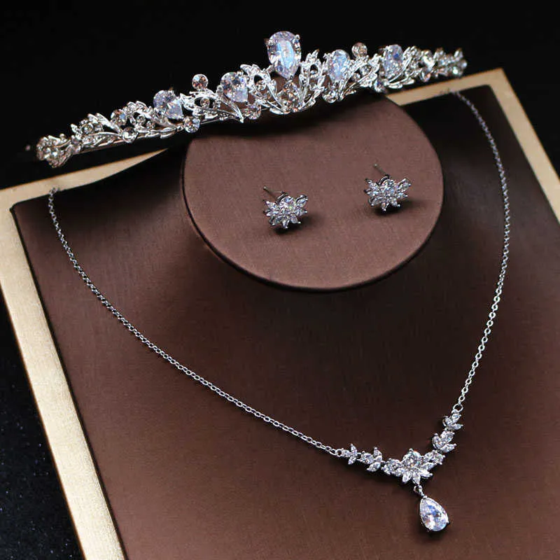 Jonnafe мода Zircon Bridal Cell Meets серьги набор серебряных цветов женщин Pageant выпускные украшения наборы ювелирных изделий с тиарой свадебные аксессуары H1022