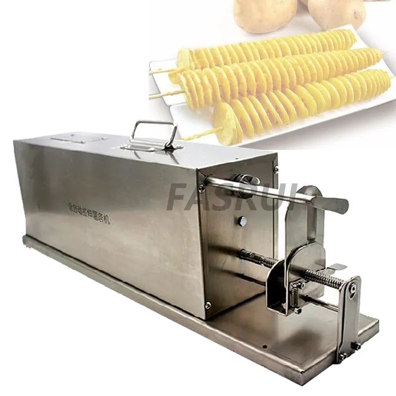 Elektrisk potatis torn maskin halvautomatisk spin rostfritt stål kommersiell hem chip maker snack restaurang utrustning