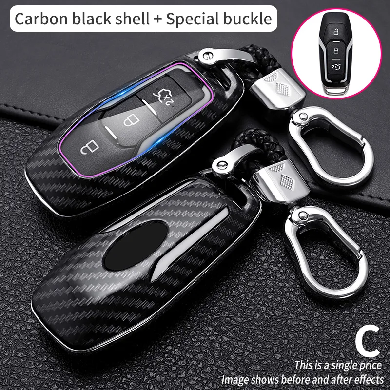 ABS Carbon Fibecar Remote Key Cover Case för FORD F-150 Mondeo Galaxy S-Max Explorer Ranger Mustang Edge 2015-2018 Bilnyckel Shell