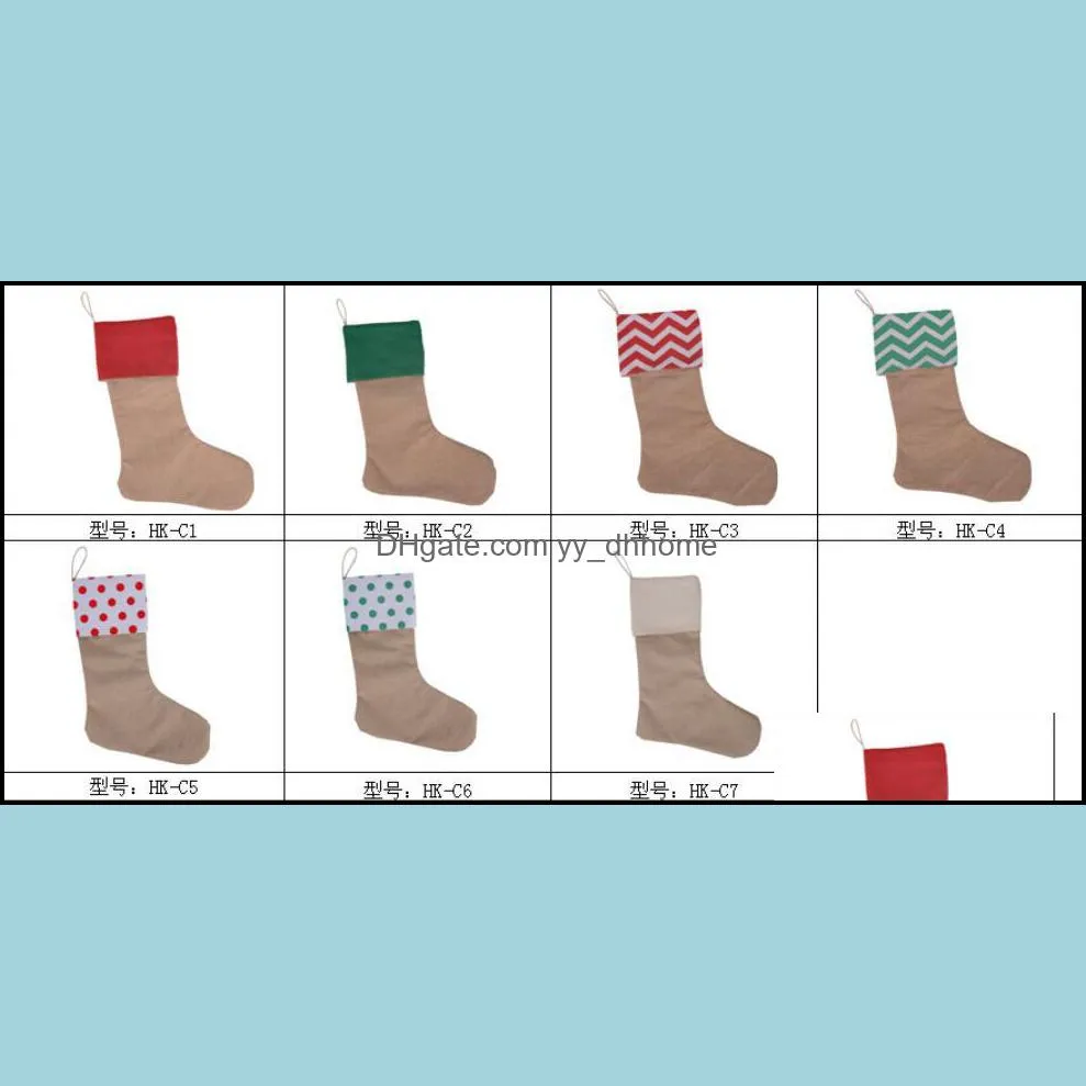 Hot Home Festive 12*18 inch New high quality canvas Christmas stocking gift bags Xmas stocking Christmas decorative socks bags