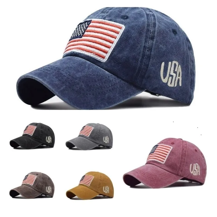 Party hattar tvättar gammal brev baseball cap klassisk amerikan flagga hatt sport broderad usa cap t2i52363-1