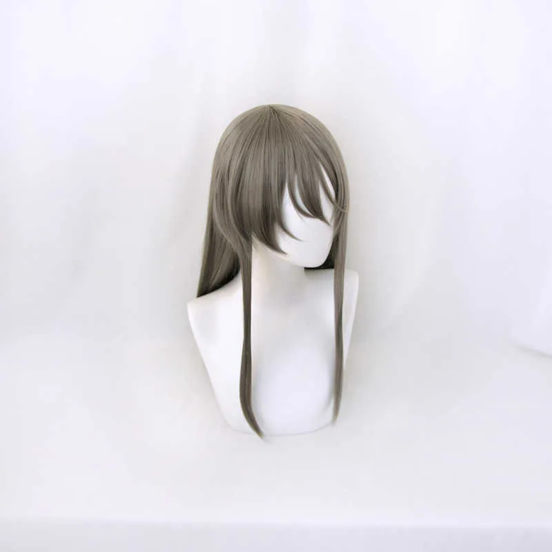 Sakurajima Mai Cosplay perruques coquin ne rêve pas de lapin fille Senpai cheveux synthétiques longue droite cheveux gris Wig300L