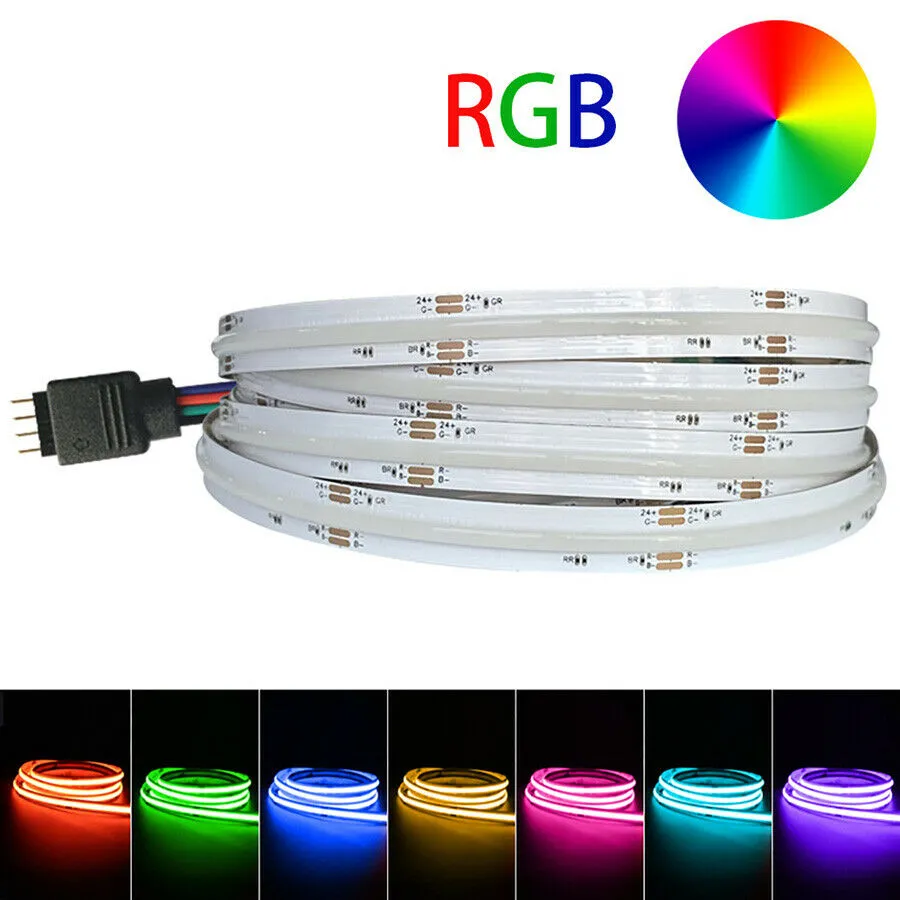 RGB COB LED Strip 24V 840LEDs/m Soft Flexible COB Tape for Indoor Home Decoration Lighting