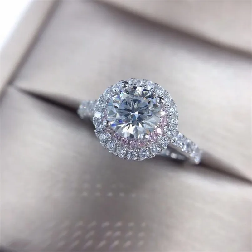 100% Real 18k Gold Pierścień dla kobiet Natural AAA Biżuteria Anillos de Bizuteria Napięcie Otoczenie Mini Diamond 211217