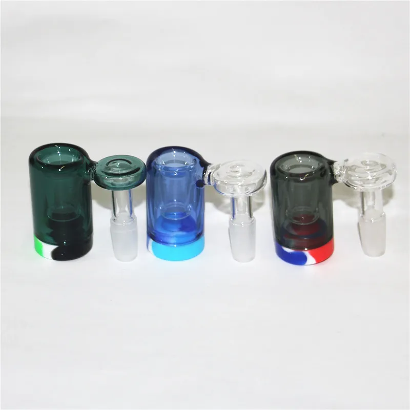 Narghilè 14mm Glass Ash Catcher con contenitore in silicone 5ML Reclaimer Maschio Femmina Ashcatchers per Quartz Banger Water Bong Dab Rigs