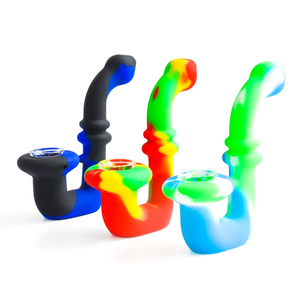 Sherlock Silicone hand Pipes Tobacco Smoking Pipe with Glass Bowl Oil Rig Glass Bongs Good Price