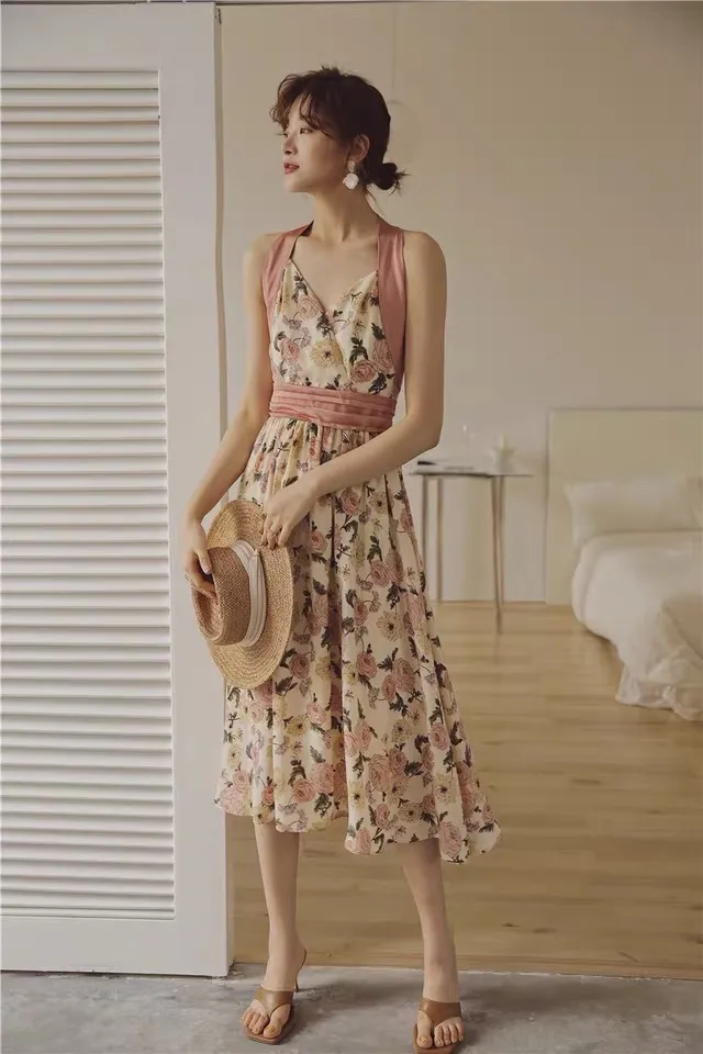 Flowy Halter Midi Dress: Summer Sleeveless Floral A-Line - Shop Now! from Dhgate Womens Blouses & Shirts - price 83.72 Flowy Halter Midi Dress: Summer Sleeveless Floral A-Line - Shop Now! from Dhgate Womens Blouses & Shirts - price 83.72