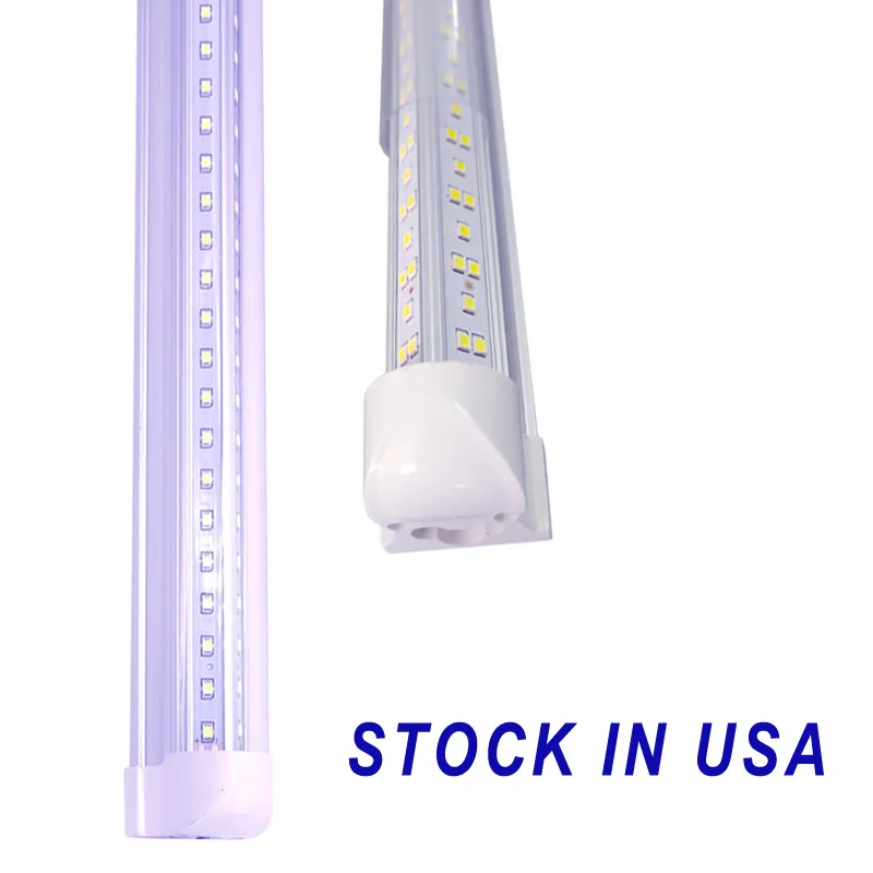 Boutique de tubes LED en forme de V Éclairage 72W 8ft 2.4m Date de refroidisseur intégré à LED Tubes fluorescents Lampe de lumière 270able Double luminaire 110-277V