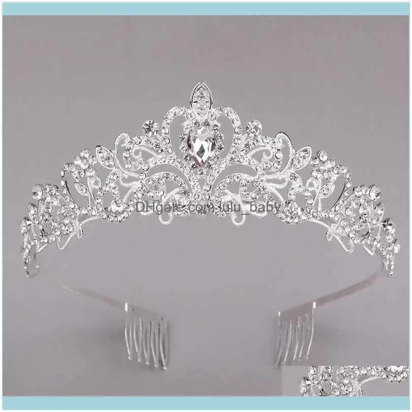 Crystal Tiara Crown Headband Princess Elegant With Combs For Women Young Ladies Bridal Wedding Prom Birthday Party Hair Clips &