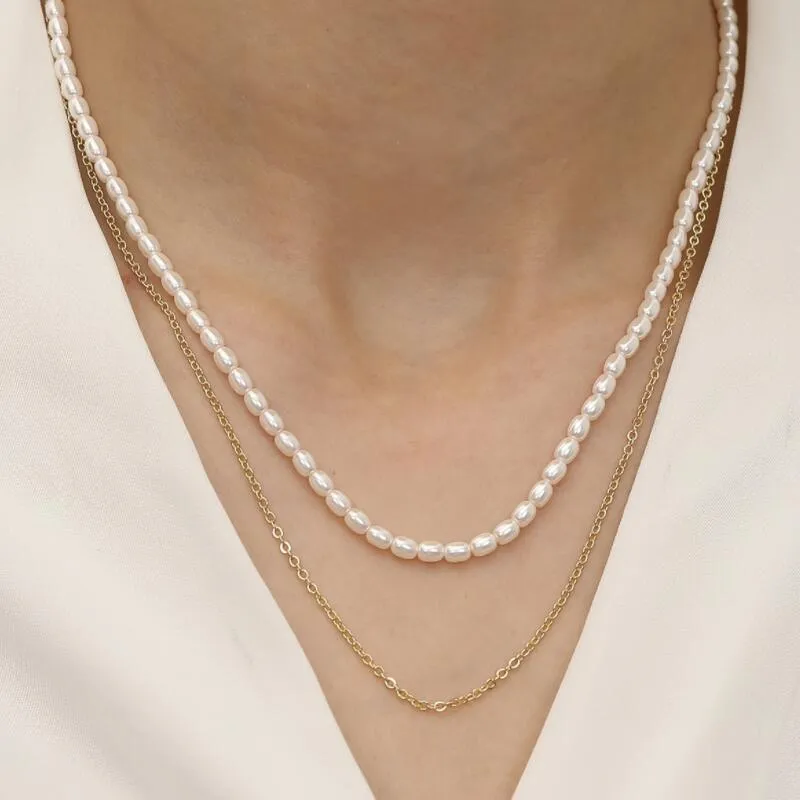 Französisch Romantische Luxus Süßwasser Perle Halskette Schmuck Weibliche Indifferenz Minderheitendesign Multi-Layer überlappende Schlüsselbeinkette Mode Hals Kette