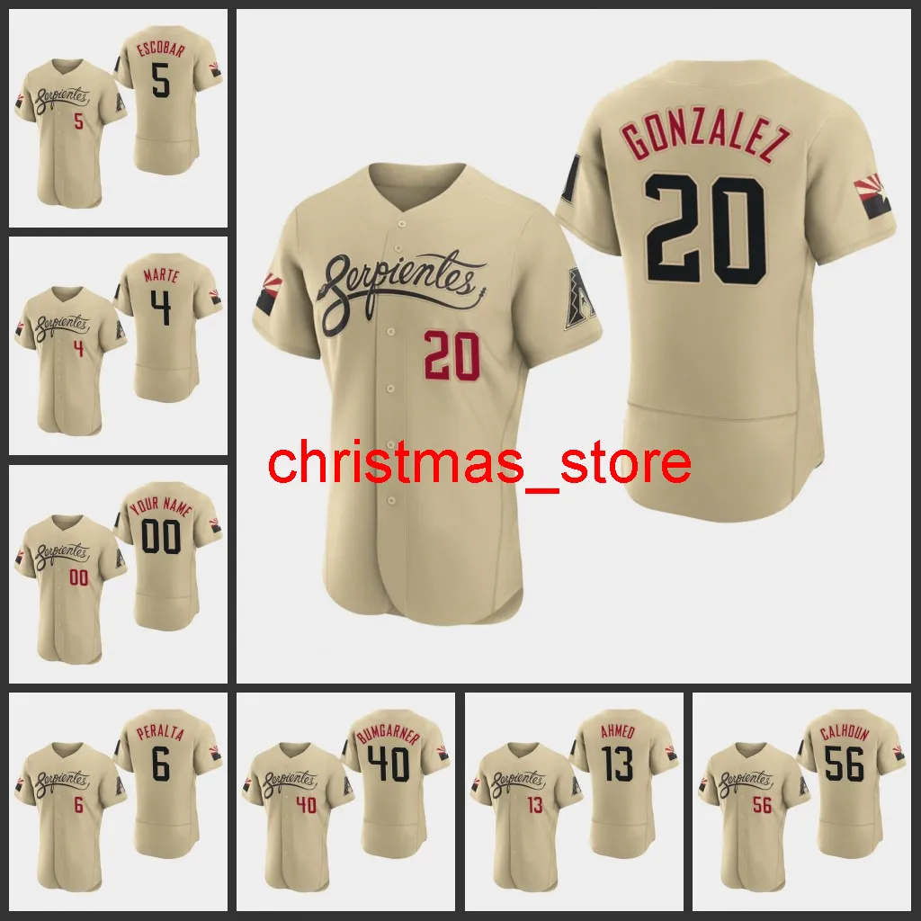 Jersey Hommes Femmes Jeunes # 13 Nick Ahmed 40 Madison Bumgarner 4 Ketel Marte 51 Randy Johnson Custom Gold Connect