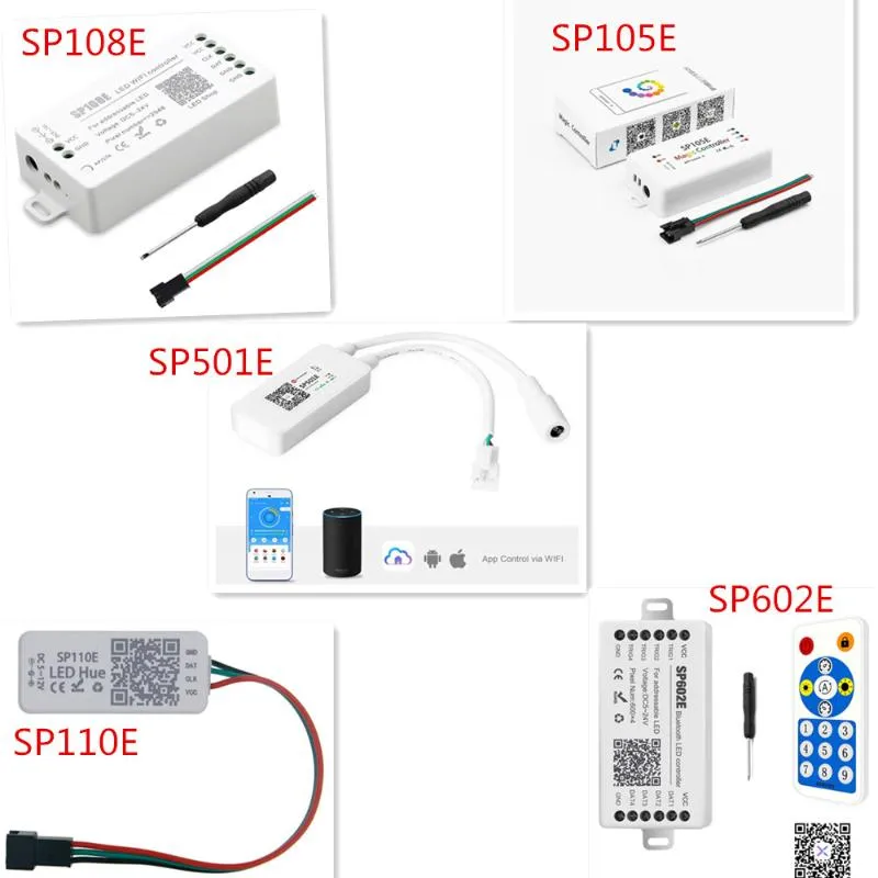 LED 스트립 컨트롤러; 블루투스 SP105E SP110E; WIFI SP108E SP501E; 음악 SP107E SP601E WS2811 SK6812 빛 DC5V-24V RGB 컨트롤러