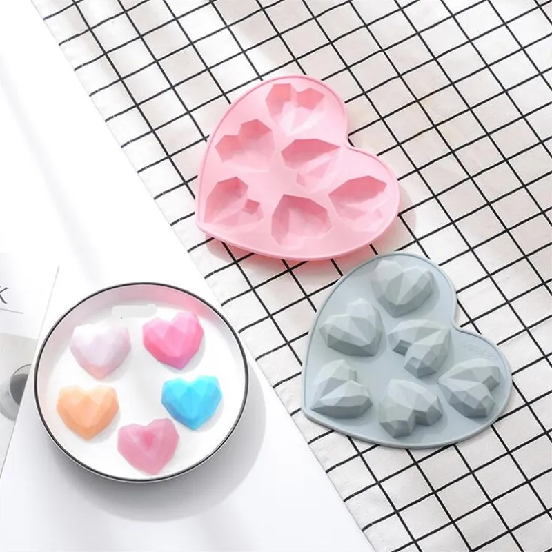 High Quality 6 Even Heart Shaped Silicone Cake Mould DIY Chocolate Pudding Molds ice cube tray Baking Tool Fondant Desserts Decorating