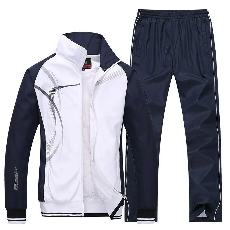 Men s Fashion Print tracksuit s Spring Autumn Sportswear Jacket and Pants Sizes L 5X