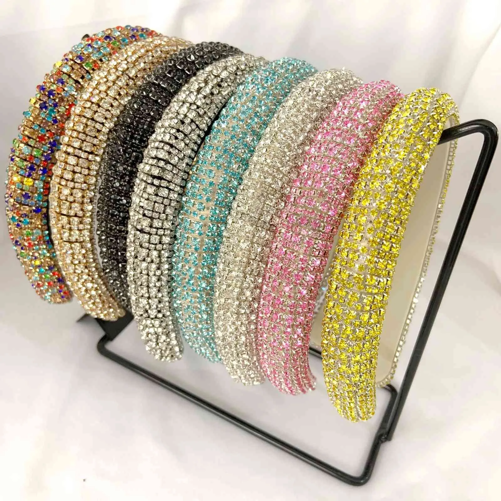 Luxo Cristal Rhinestone Headbands Moda Mulheres Acessórios Headdress Padded Bands Bands Bandas Sparkly Hair Hoop