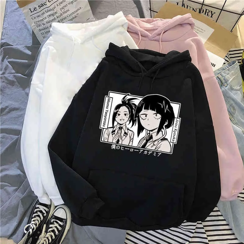 2021 Anime My Hero Academia Charage Momo Yaoyorozu Jirou Kyouka Hoodie voor Mannen Dames Lange Mouwen Sweatshirt H1227