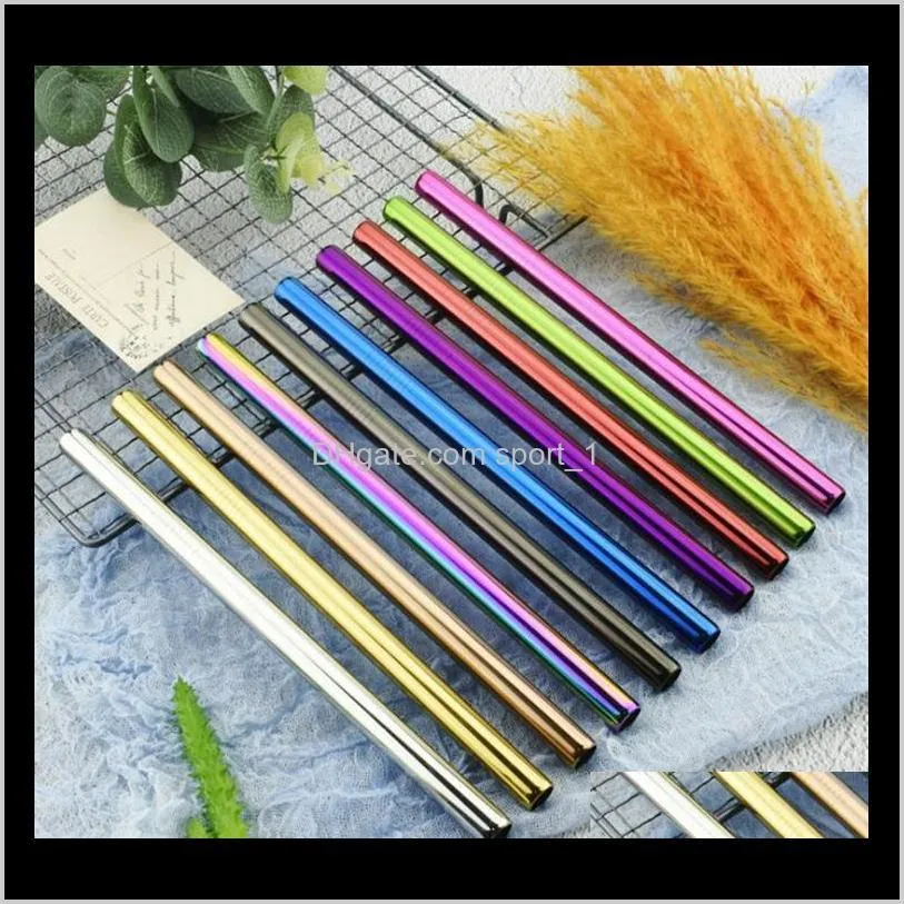 8.5``/9.5``/10.5`` stainless steel straw straight bent colorful straw reusable drinking straw metal straws for party wedding bar use