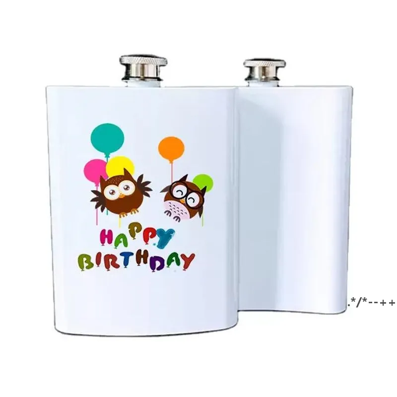 Sublimation Blanks White 8oz Hip Flask Stainless Steel Liquor Flasks Leakproof Wine Flagon Container For Wedding Party by sea RRA12160