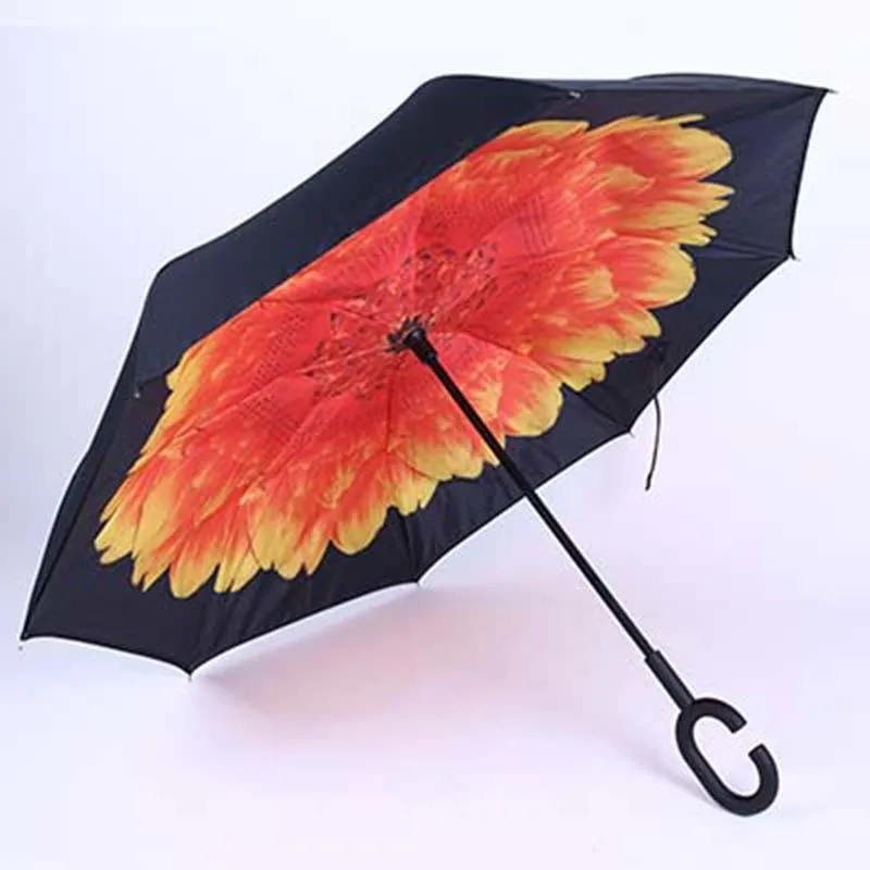 Mini Reverse Folding Sun Umbrella Kids Adult Double Layer Inverted Flower Parasol Windproof Rain Car Umbrellas For Women Men (7)
