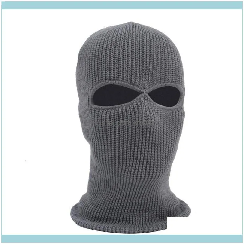 Beanies 2-Hole Knit Ski Mask Balaclava Hat Winter Full Face Cover Neck Gaiter Beanie Cap XX9D