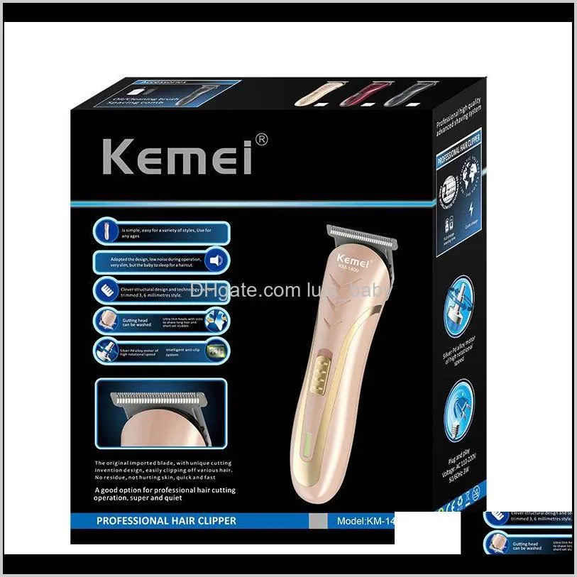 kemei red hair trimmer adult child rechargeable electric razor men beard shaver electrical hair clipper with eu plug km-1409
