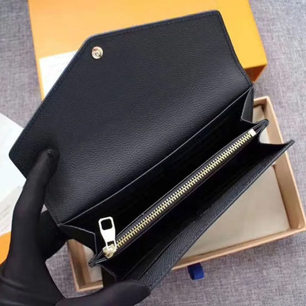 SARAH Buckle Wallets Women Fashion Long Purses Solid color Leather Woman Designer Grace Clutch Coin Purse card slots Wallet Handbags With box