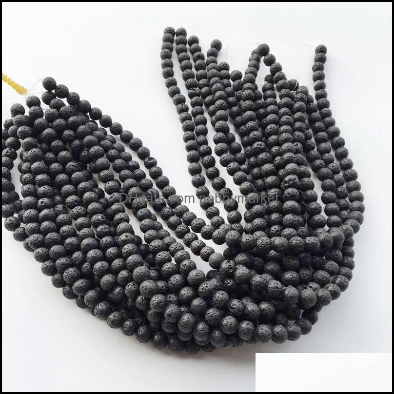 Fashion 8MM Black Lava Volcanic Stone Loose Beads DIY Buddha Essential Oil Diffuser Charm Bead Jewelry Making Accessories