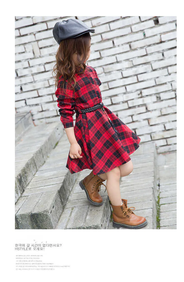 Teen Casual Girl Dresses Fashion Plaid Letter Kids Long Sleeve Clothes Spring Autumn Children Dress For Girls 3 to 13 Years (13)