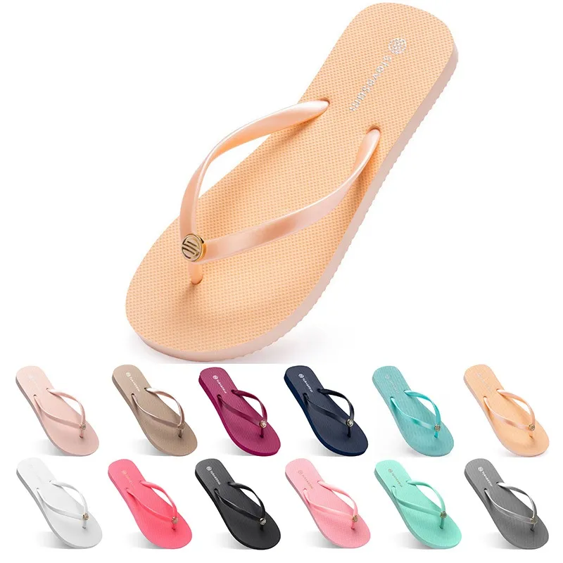 Quaranta scarpe da spiaggia Due Flip Slip Flops Womens Green Giallo Orange Navy Bulle Bianco Posa Marrone Summer Sneaker dimensioni