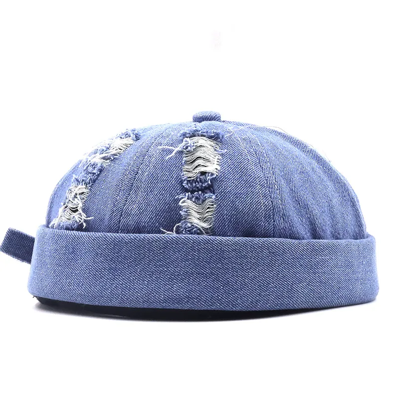 Mens Horned Skull Cap Retro Casual Hat With Brimless Design, Baggy