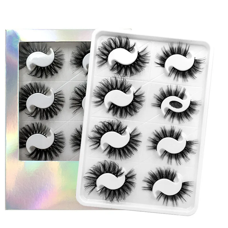 Nya 8Pairs 3D-faux mink falska ögonfransar Multilayer Korsad Fluffy Fake Eyelash Natural Wispy Soft Lashes Extension Multipack