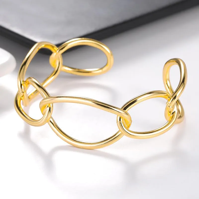 Bangle Geometric Chain Female Bracelet Gold Color Cuff Bangles For Women Jewelry Gifts Adjustable Noeud Armband Pulseiras 2021