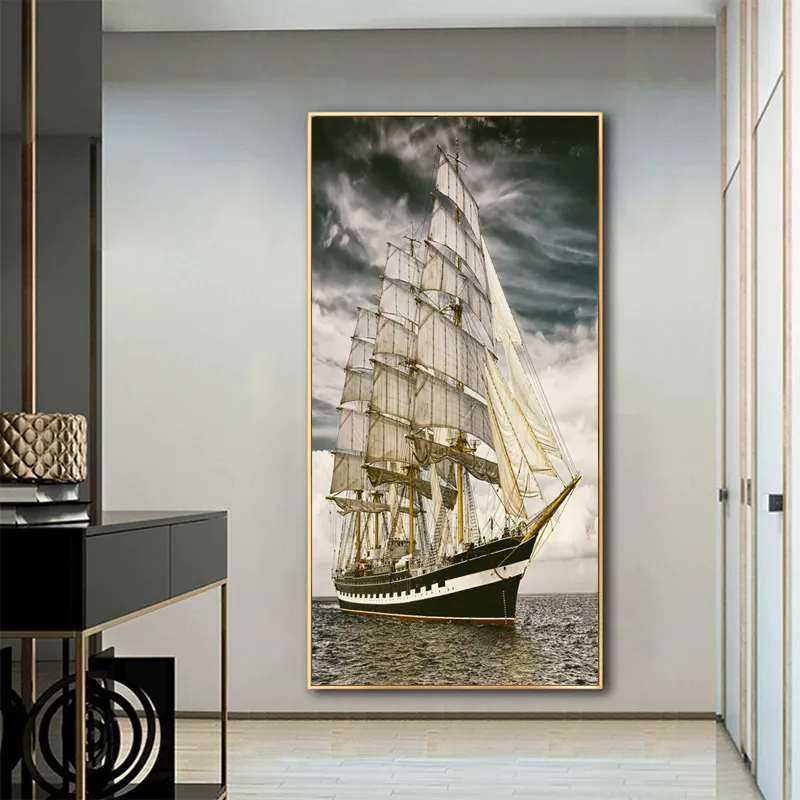 Лодка на море плакаты пейзажные принты холст задыхаясь настенные художественные фотографии для гостиной современный домашний декор украшение для дома